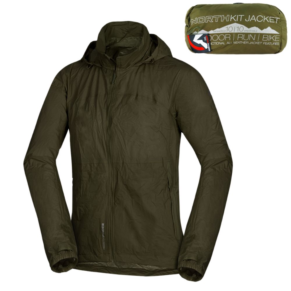 Férfi vízálló, összehajtható outdoor dzseki NORTHFINDER Northkit sötétzöld