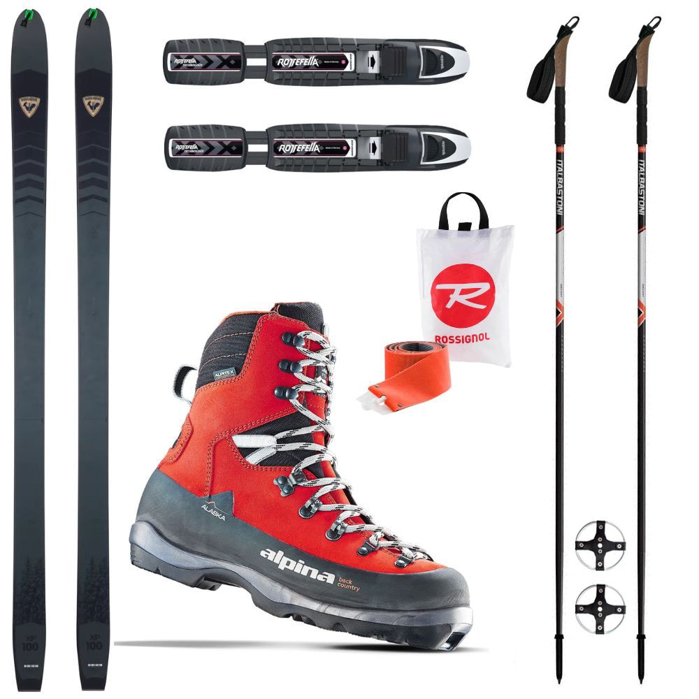 Backcountry szett ROSSIGNOL XP 100 Positrack mászó övekkel + kötésekkel + Alpina Alaska bakancs + rudak