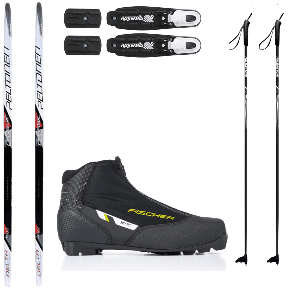 PELTONEN Delta sífutó szett kötéssel + cipővel Fischer XC Pro + síbotok