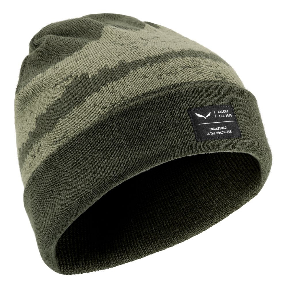SALEWA Logo Beanie Dark Olive kötött sapka
